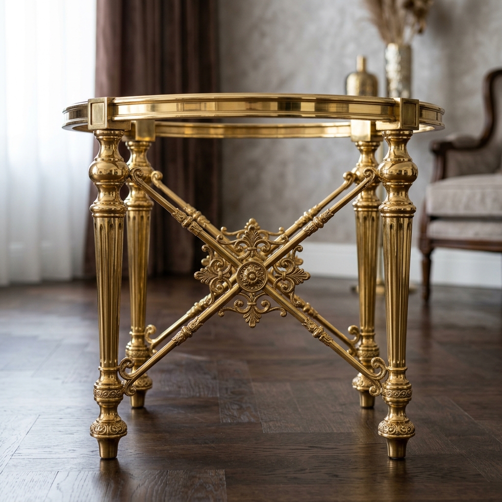 Modern Gold Brass & Glass Coffee Table