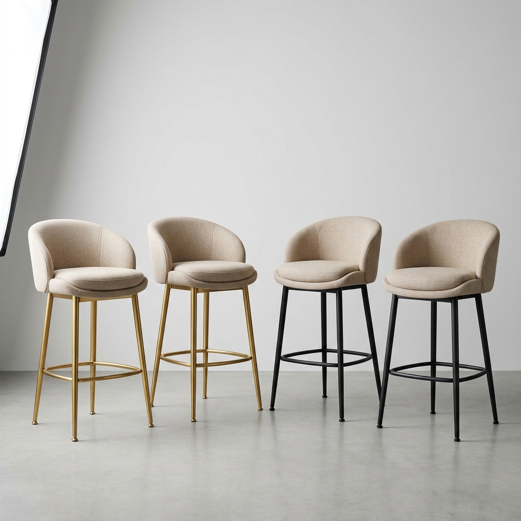 Executive Red Leather & Brass Bar Stools